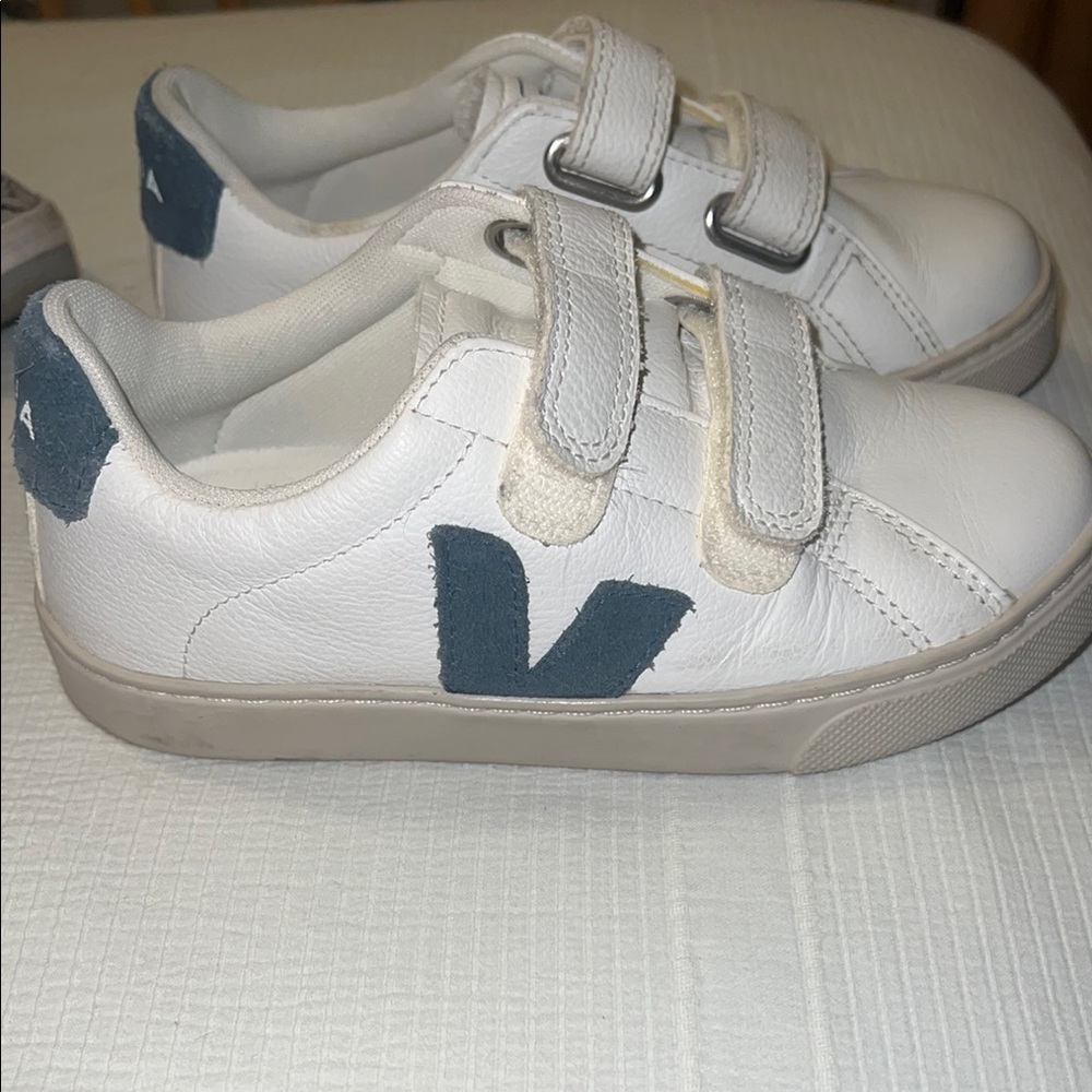 Veja White and Gray Sneakers with Velcro Straps